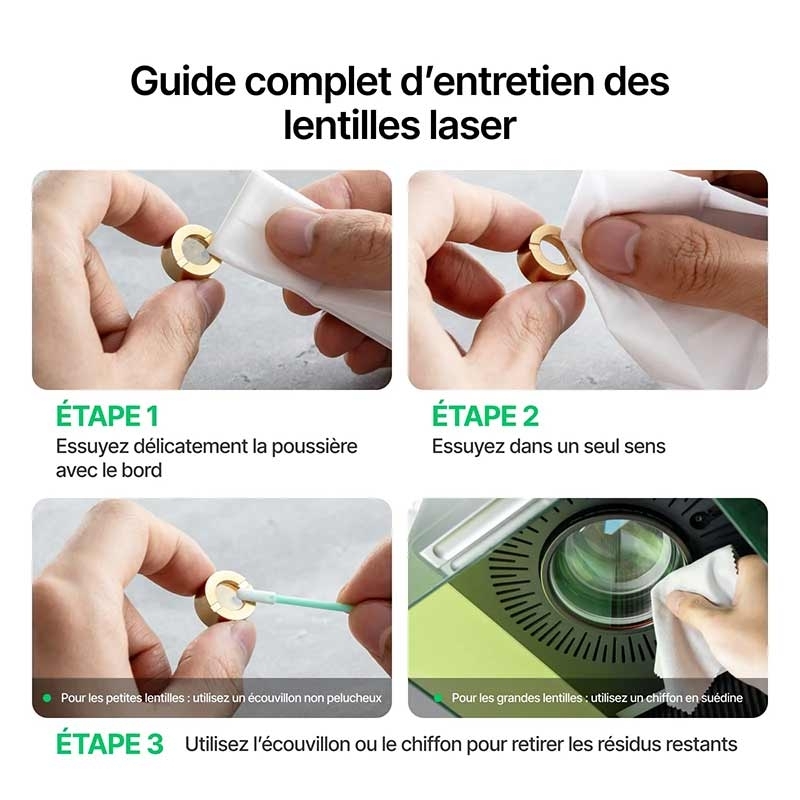Kit de nettoyage lentille laser CO2 pour machine xTool P3